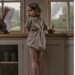 The simple folk corduroy romper in oatmeal